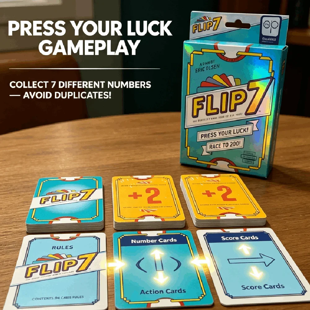 Flip 7 Press Your Luck Card Game Fast Paced Number Strategy Action Cards for Family Party Travel Camping Board Game Party props