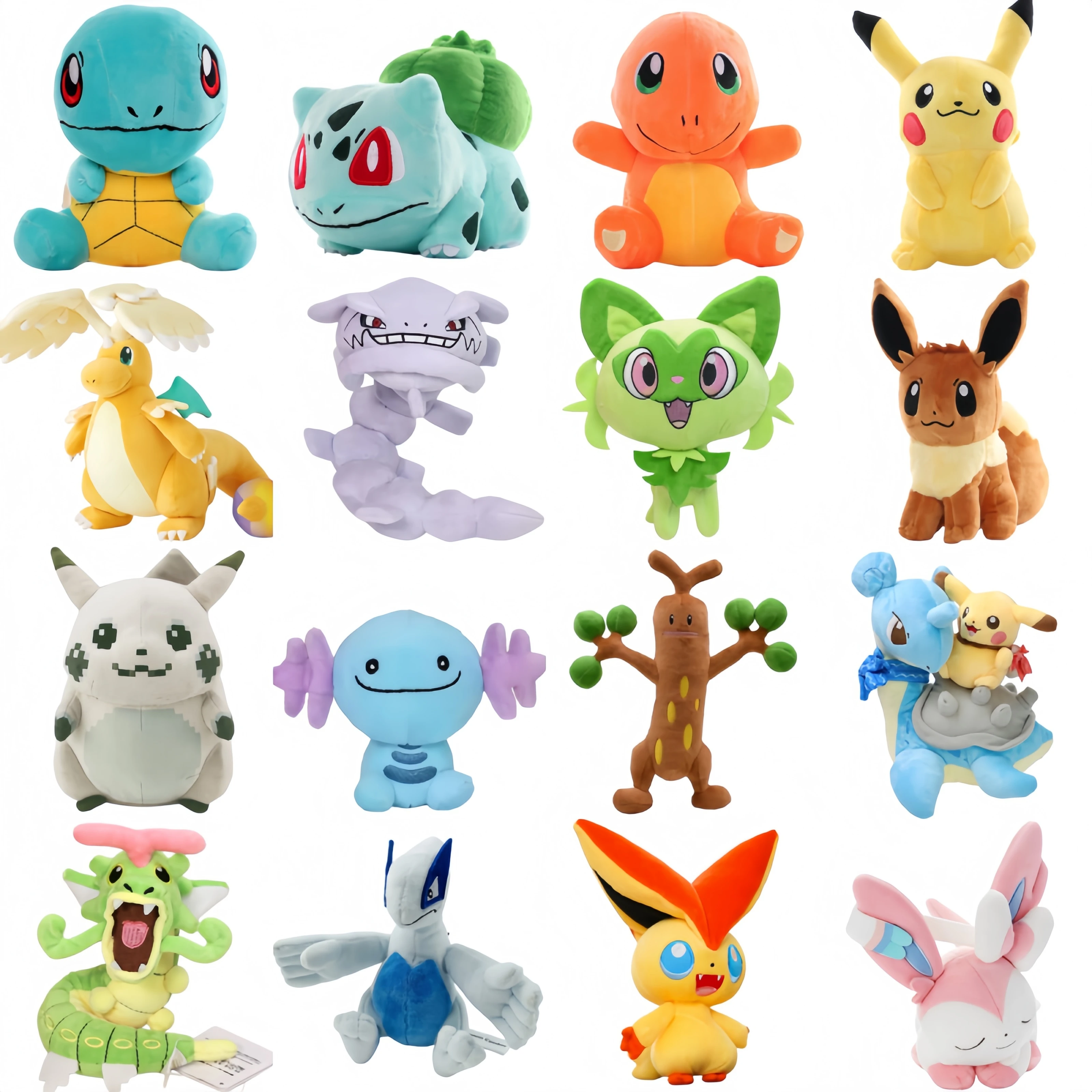 Pokemon Caterpie Gyarados Combination Stuff Plush Toys Pikachu Steelix Charmander Squirtle Mega Dragonite Wooper Sudowoodo Doll