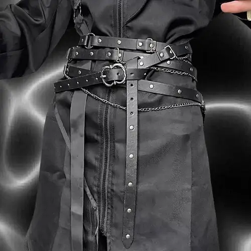 Imagen 1 del producto Cinturones de cintura ajustables a la moda, cinturón de cadena con hebilla de Metal de piel sintética, vestido DIY, traje, pantalones vaqueros, cinturón fino