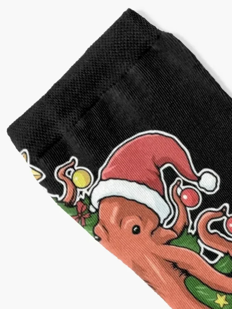 Christmas Octopus Tshirt Kraken Squid Merry Christmas Tree Socks designer brand cartoon Socks Female Men's