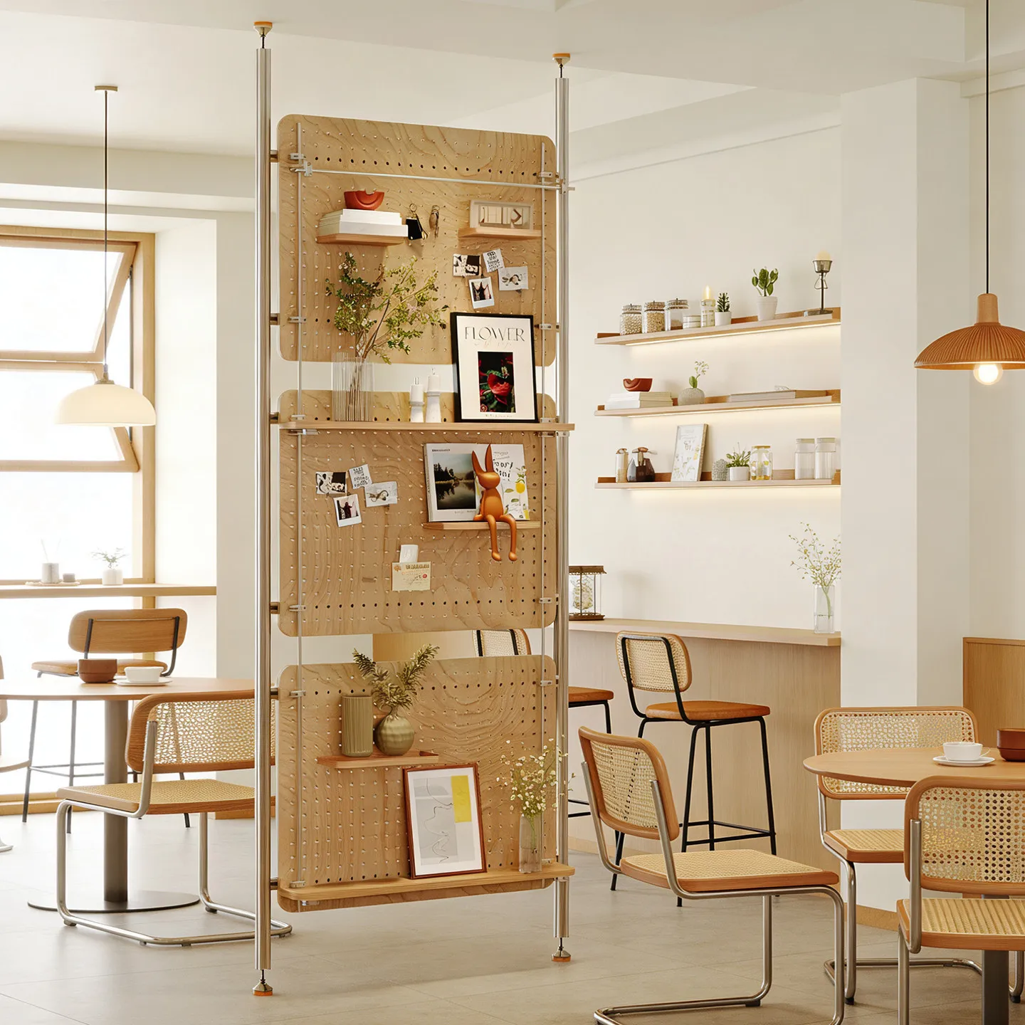 No-drill display racks for dining rooms, offices, and showrooms, storage partitions, aluminum profiles, marine panels