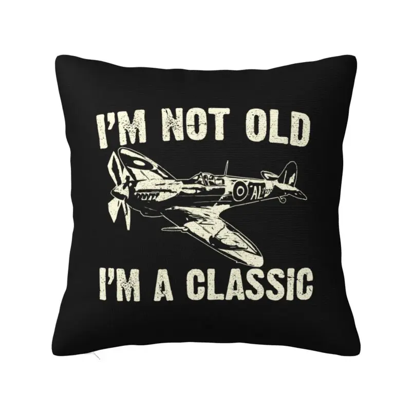 CustomAirplane Aircraft Plane Spitfires Cushion Cover for Sofa Velvet Supermarine Fighter Plane WW2 War Pilot Throw Pillow Case