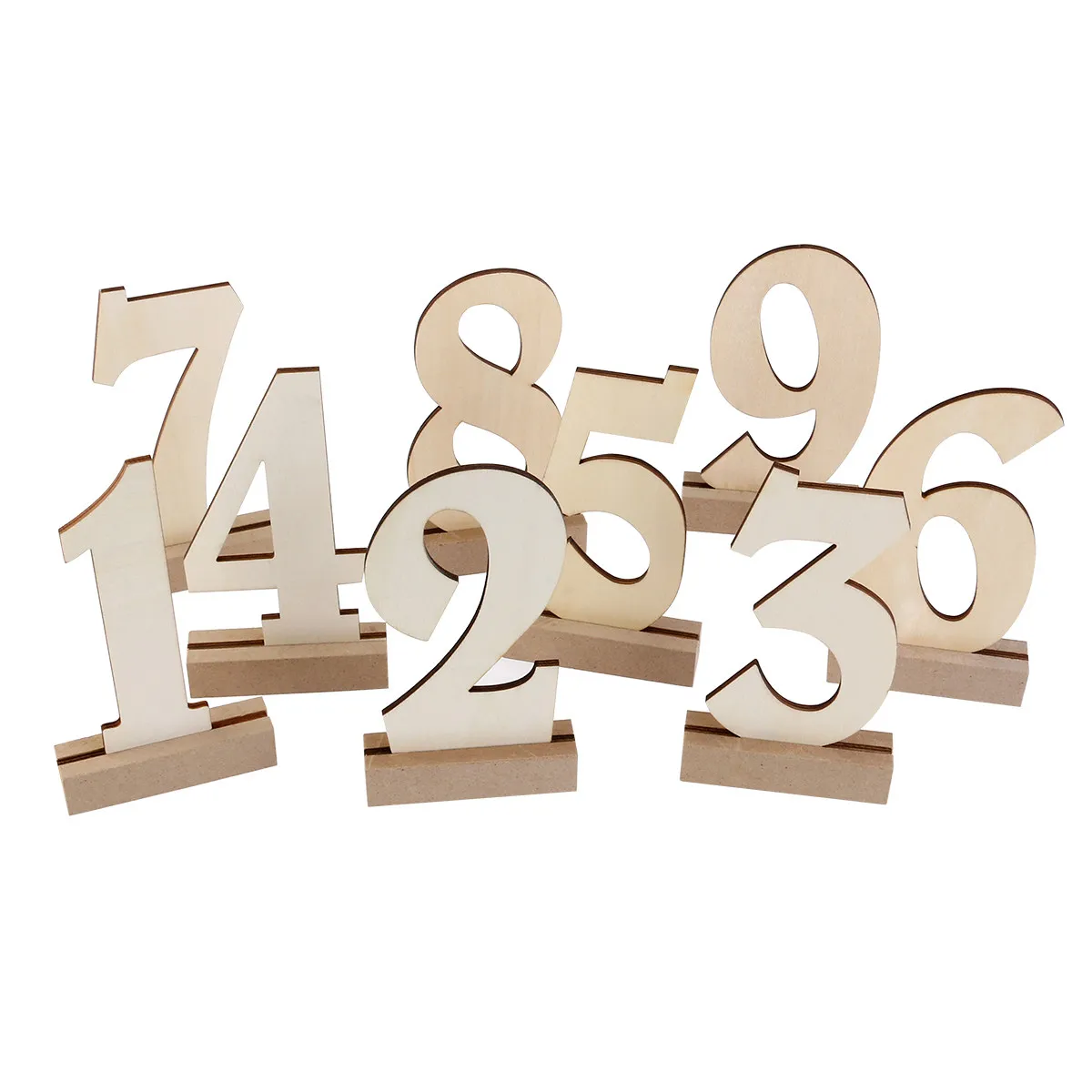 20Pcs Solid Wood Table Numbers Set 1 to 20 with Wide Base for Event Reception Seating Layout Table Number Holders