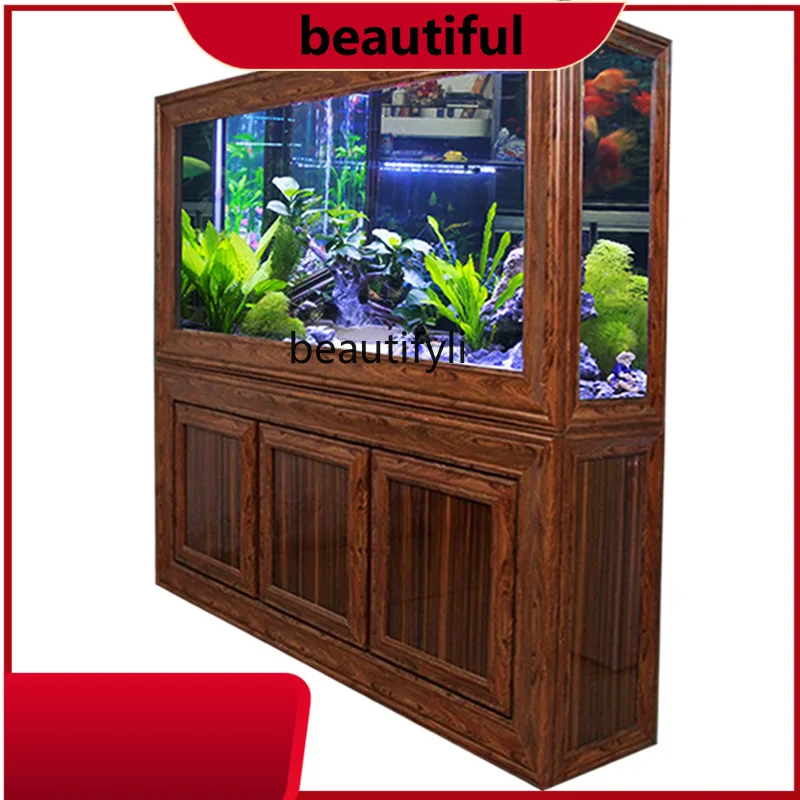 

Ecological Chinese Fish Tank Bottom Filter Aquarium Retro Domestic Large Screen Glass Ultra White Mute H