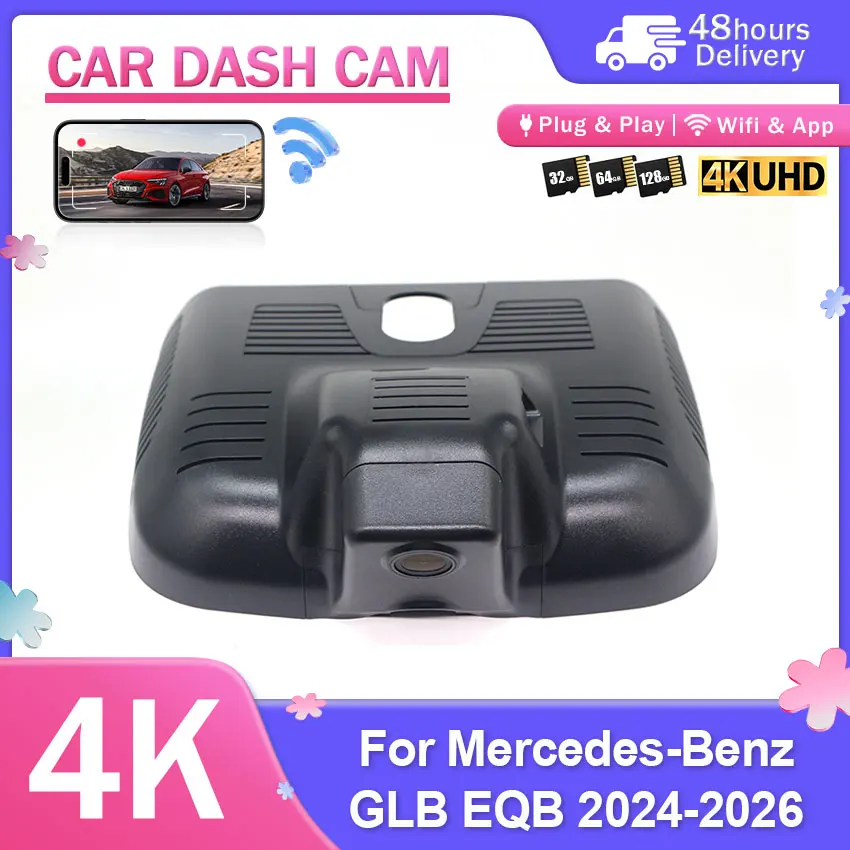 4K Dash Cam Front and Rear Car DVR Camera Plug and Play Wifi Video Recorder For Mercedes-Benz GLB, EQB 2024-2026