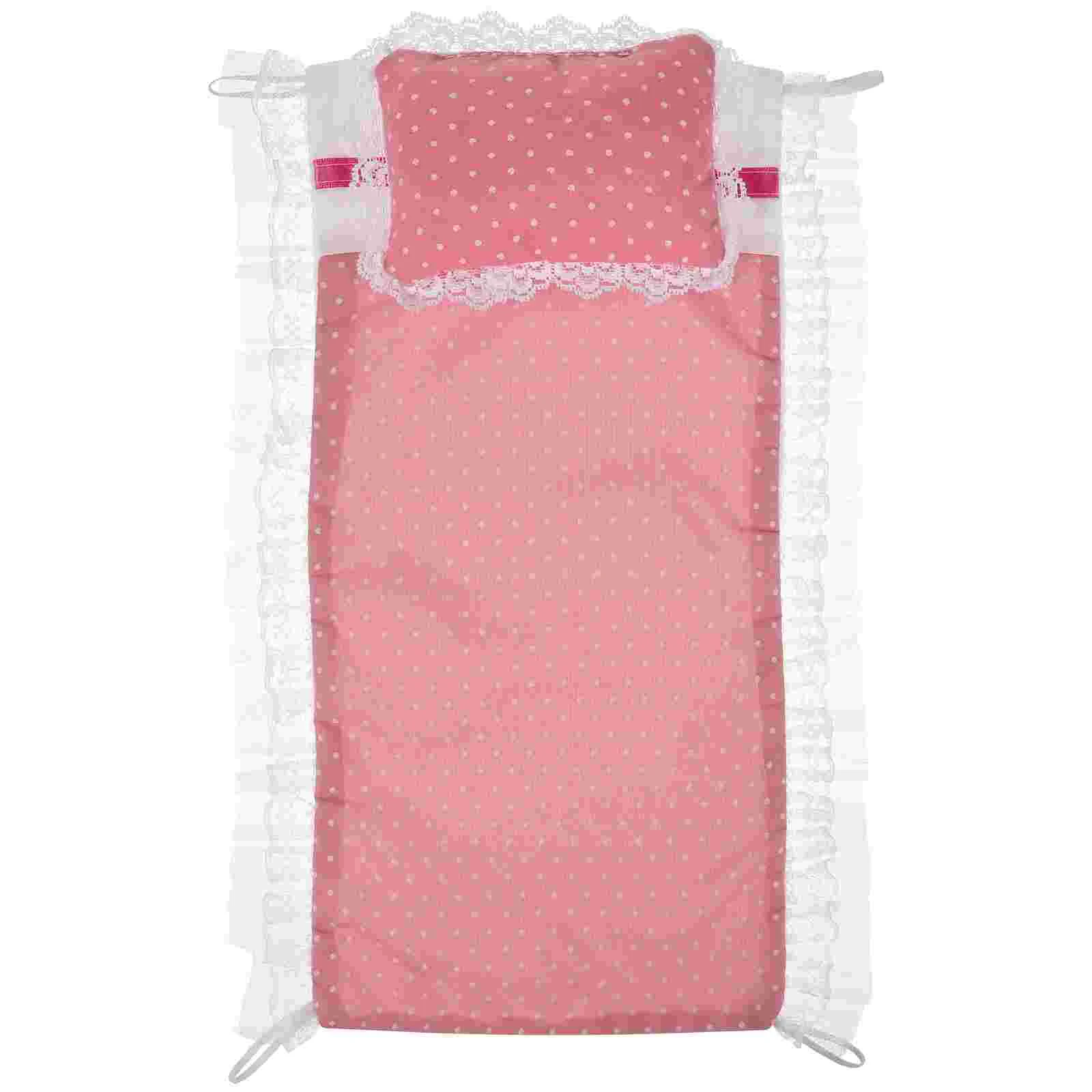 Kit de ropa de cama en miniatura, juego de accesorios para edredón y almohada, decoraciones para dormitorio, bebé