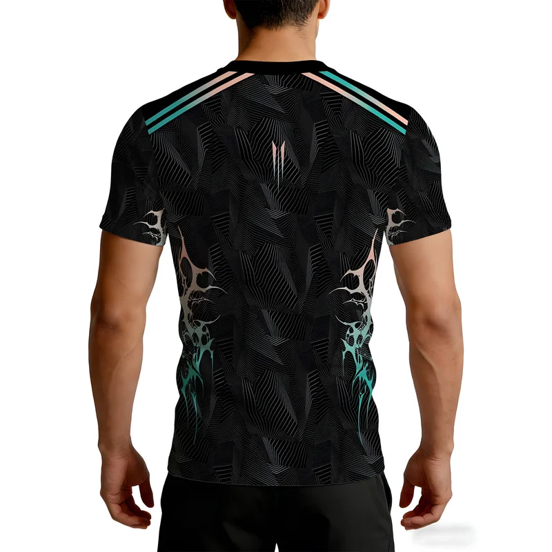 Men Black Scale Sports Digital Print Training Base Layer Breathable Quick Dry Short Sleeve Fitness Casual Athletic T Shirt Summe