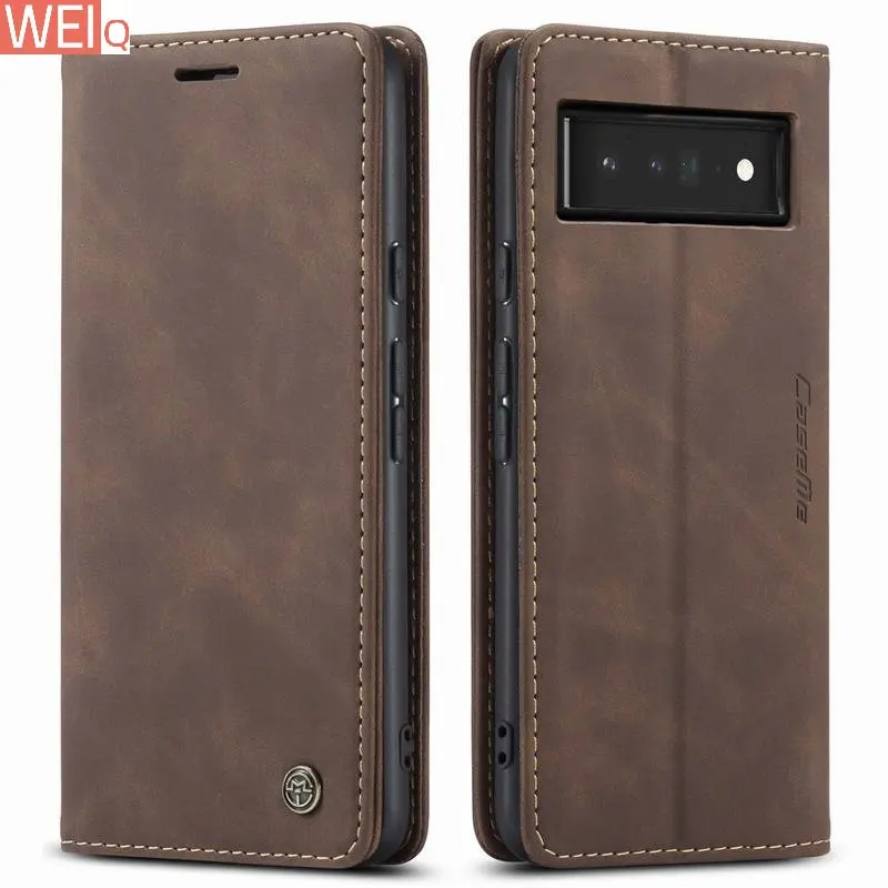 For Google Pixel 9 8 7 6 Pro Flip Cover Luxury Magnetic Leather Wallet Soft Back Phone Bag For On Google Pixel 8Pro Case Coque