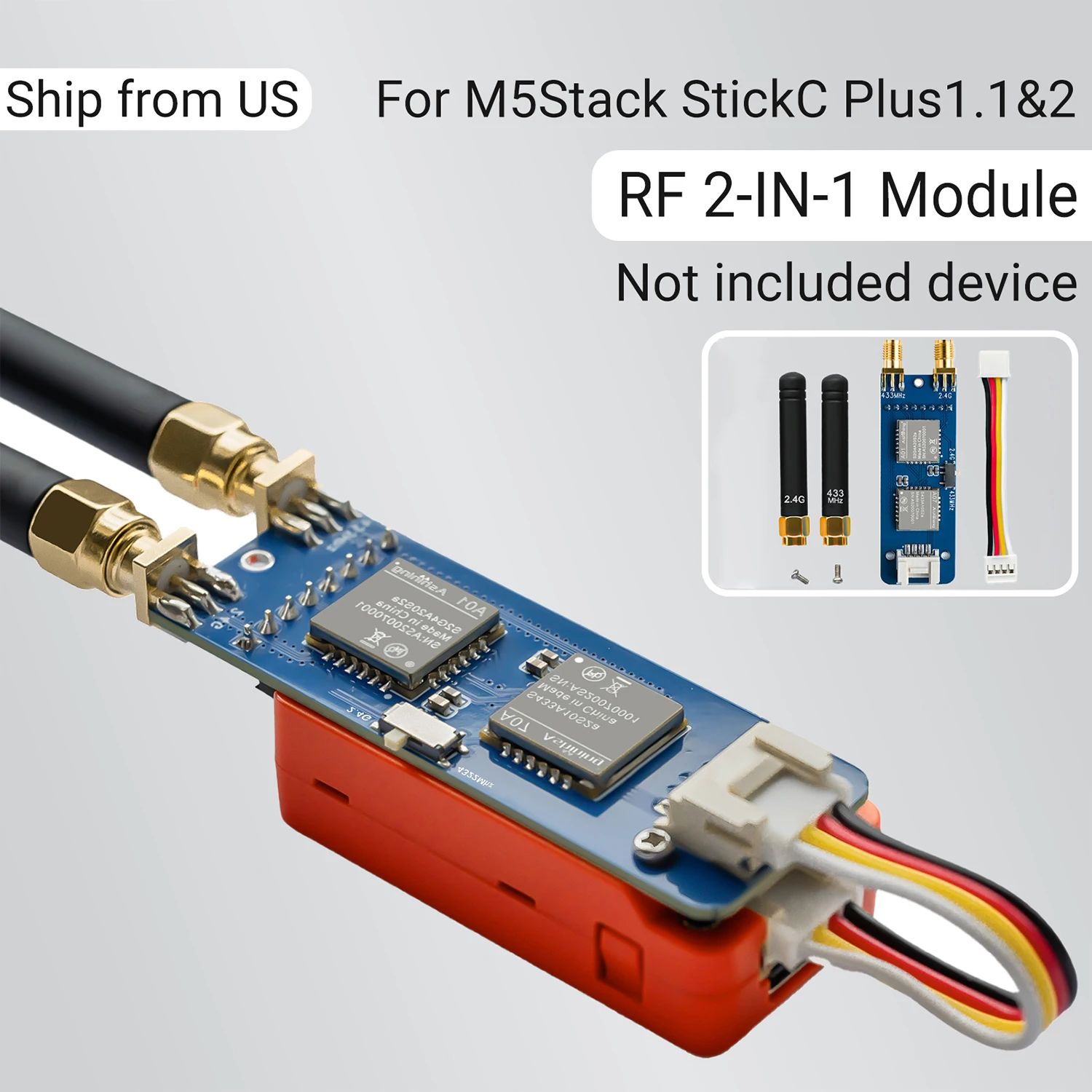 

RF 2-in-1 Module for M5Stack StickC Plus1.1&2, Supports NRF24 2.4GHz and CC1101 433MHz, with Bruce firmware