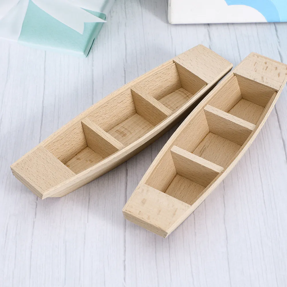 

3Pcs Wooden Boat Set Realistic Miniature Canoe Natural Wood Crafts Desktop Decor Beach Room Decoration Sailing Boat Ornament