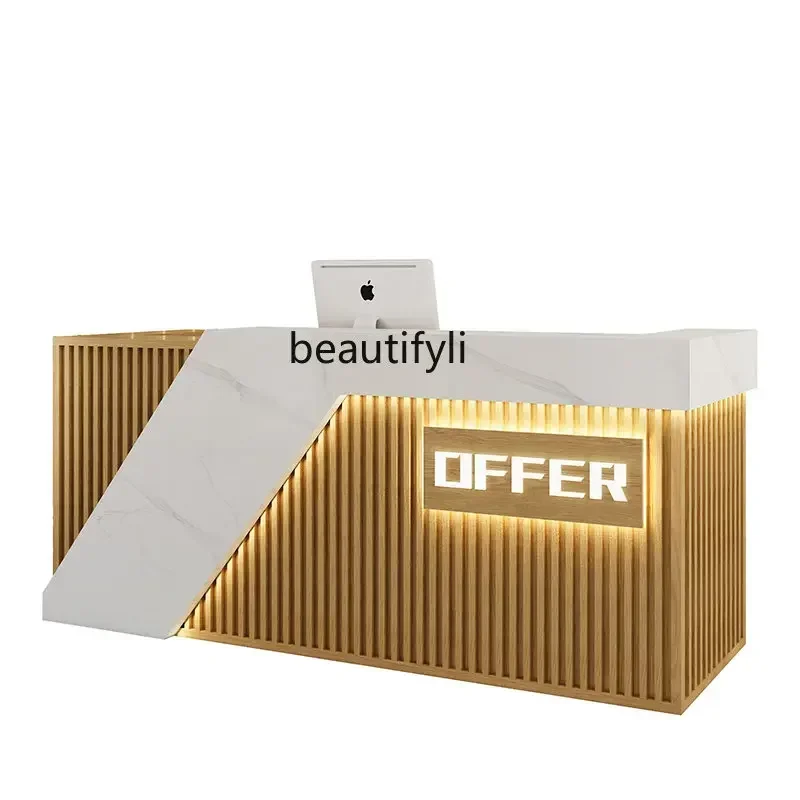 FG10Beauty Salon New Chinese Style Log Bed & Breakfast Reception Desk Studio Yoga Club Cashier Counter Bar Counter