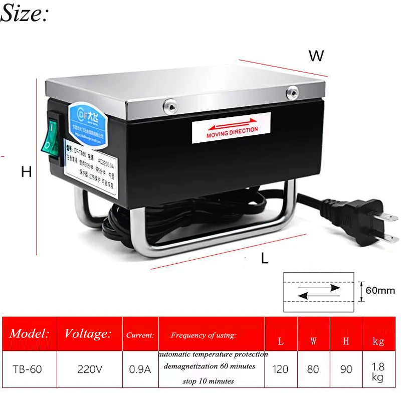 KRACHTIGE MUTE DEMAGNETISATOR DRAAGBARE MINI-DEGUZE VORM DEMAGNETISATOR DEMAGNETISATIE GEREEDSCHAP TB60