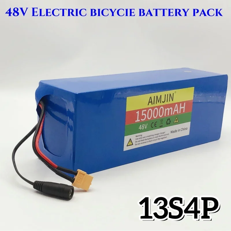 13S4P 48V 15Ah 18650 Lithium Battery Pack,for Electric Scooter Bicycle Li-ion Replacement Batteries with BMS