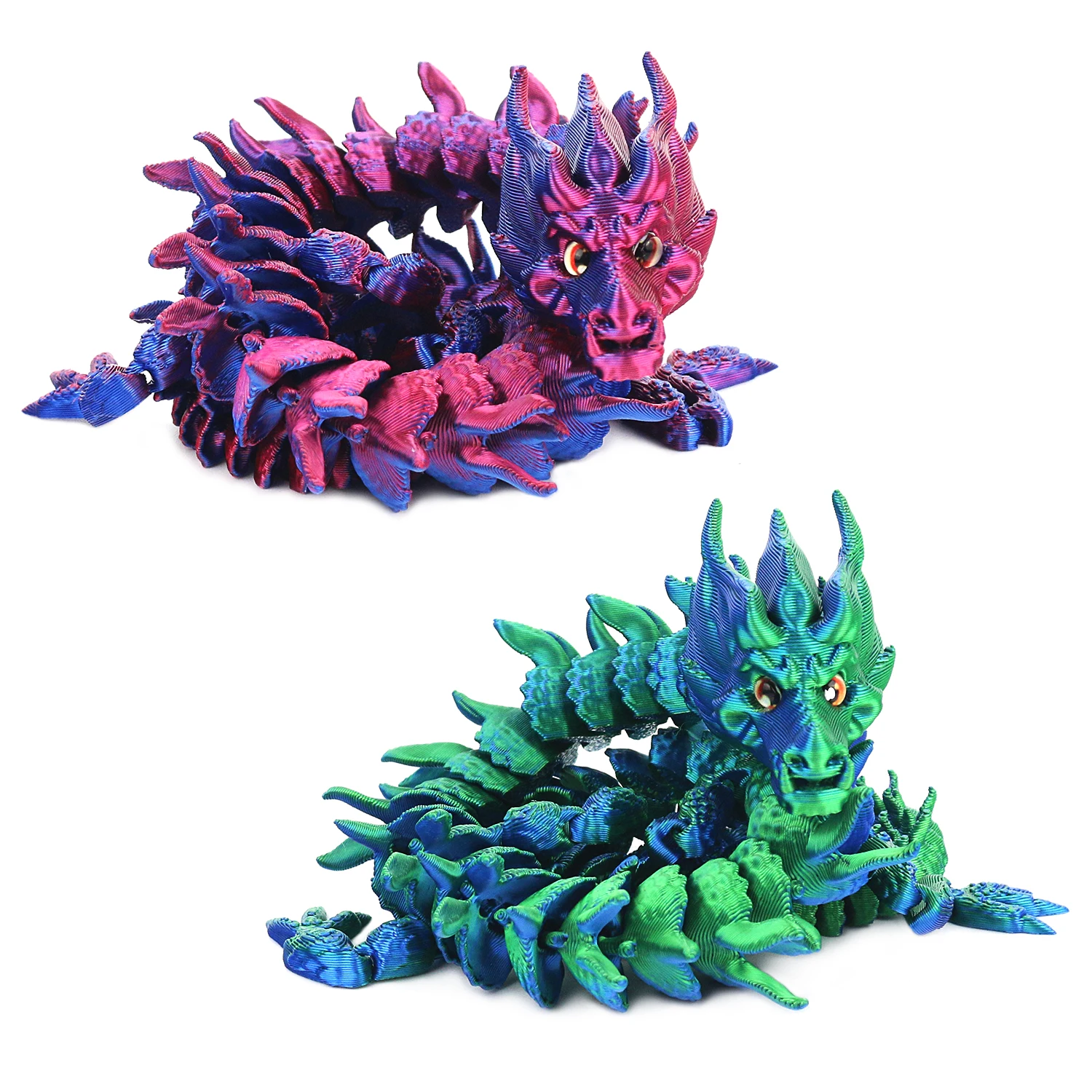 3D Printed Dragon Rotatable Articulated Dragons Western Style Crystal Dragon With artificial eyeballs Desktop Ornament Gifts