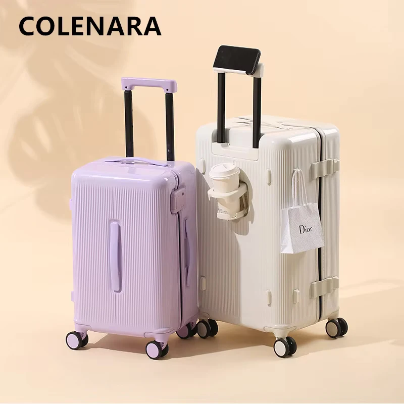 COLENARA High Quality Suitcase Women Boarding Box Men Trolley Case Large Capacity 20