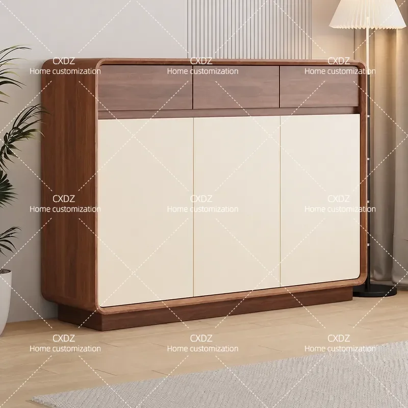 Solid Wood Shoe Cabinet for Entryway Large Capacity Wall Mounted Storage Unit Durable Indoor Footwear Organizer for Home