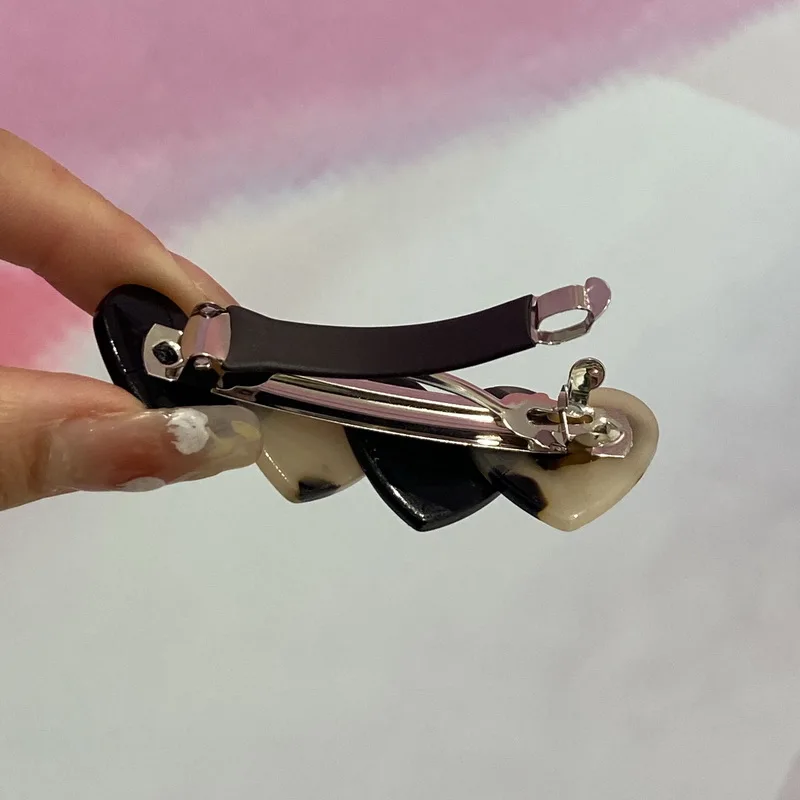 Korea Acetat Herz Haar Clips Für Frauen Rosa Haar Pins Und Clip Mädchen Bogen Haarspange Leopard barrettes Dame Halb Haarnadel Kopfschmuck – Detail 5
