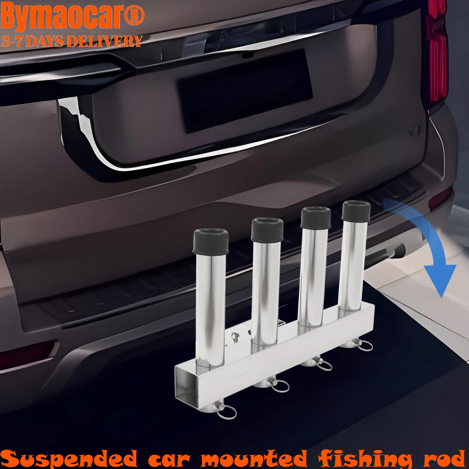 

4 Tubes Stainless Steel Fishing Rod Holder Fishing Pole Holders Hitch Mount Rod Holder for Trucks Yachts Use
