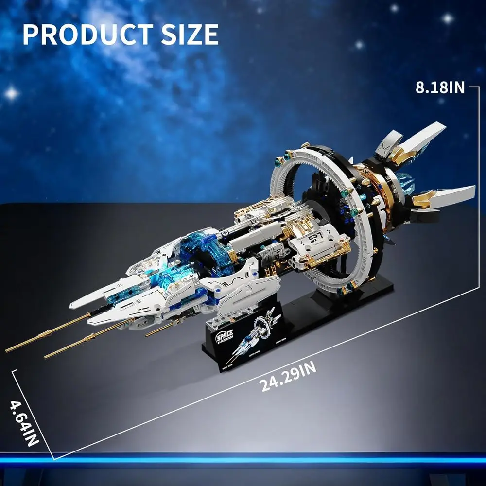 ชุดประกอบยานอวกาศสำหรับผู้ใหญ่, ชุดบล็อกอวกาศ, ของเล่นตั้งโต๊ะที่ไม่เหมือนใคร, ของขวัญสร้างสรรค์สำหรับเด็กผู้ชายอายุ 8-14 ปี