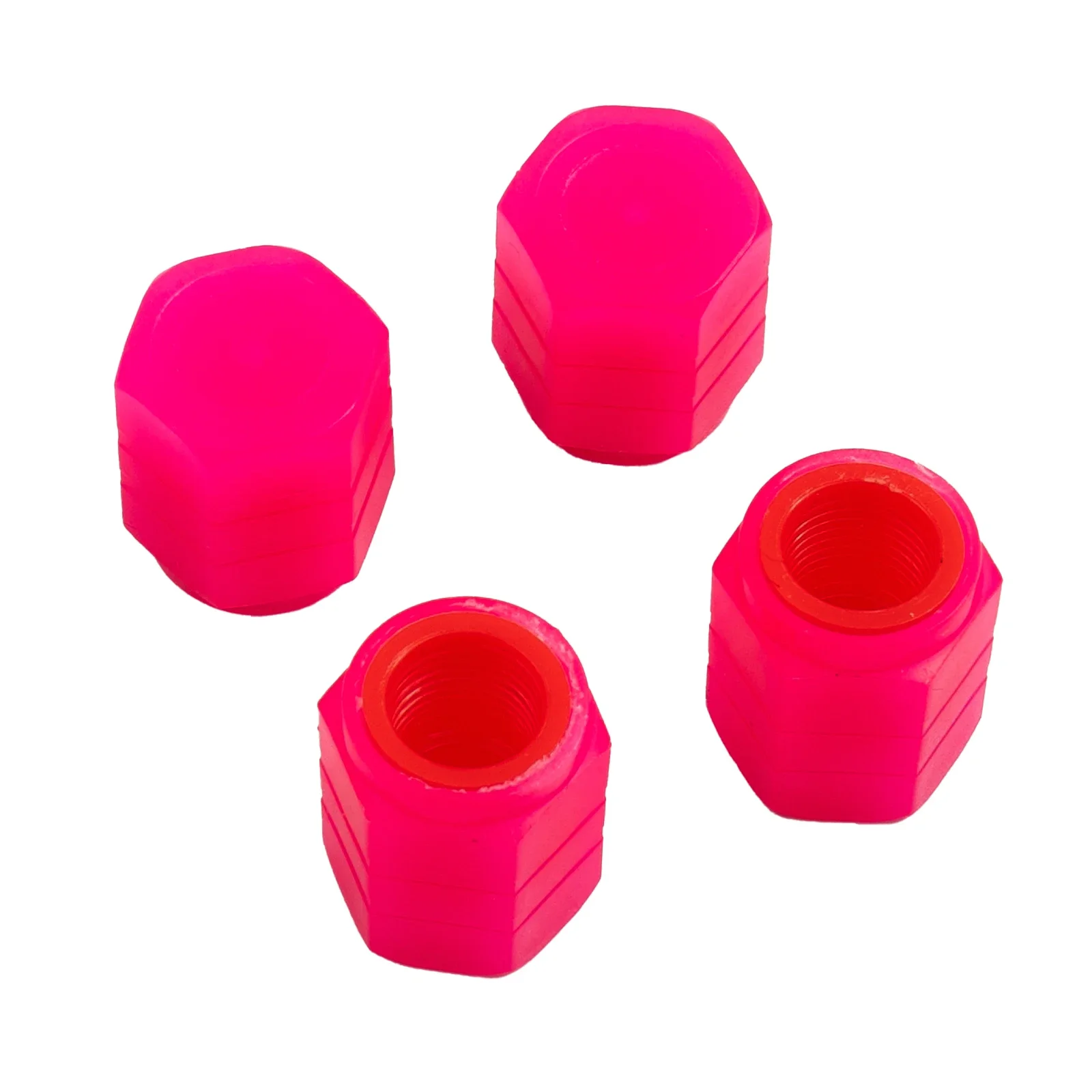 Car Accessories Car Tire Valve Cap Car Wheel Tire Cover 4pcs Accessories Dustproof Fluorescent Pink Waterproof