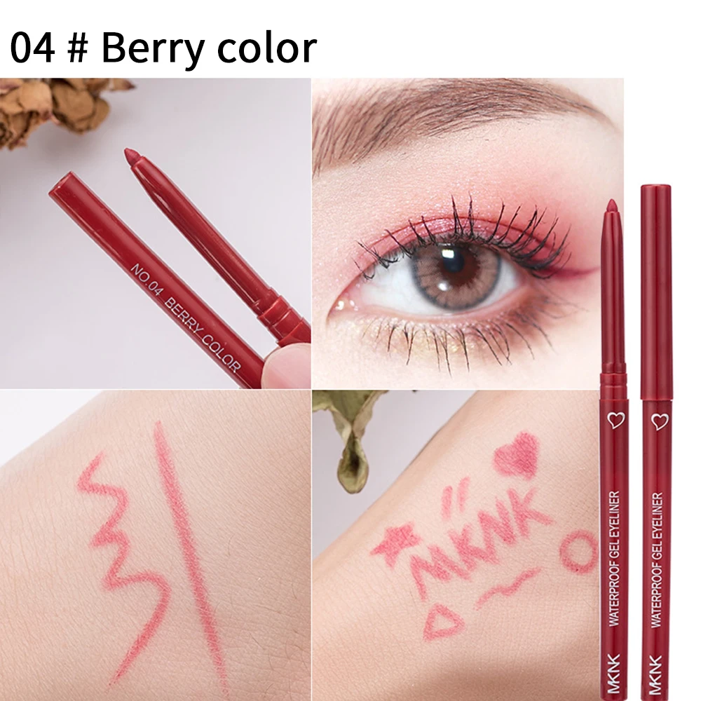 Smooth Eyeliner Gel Pencil 6Colors Blue Black Brown Waterproof Eyeliner Lying Silkworm Pen Easy To Wear Lasting Eye Liner Makeup