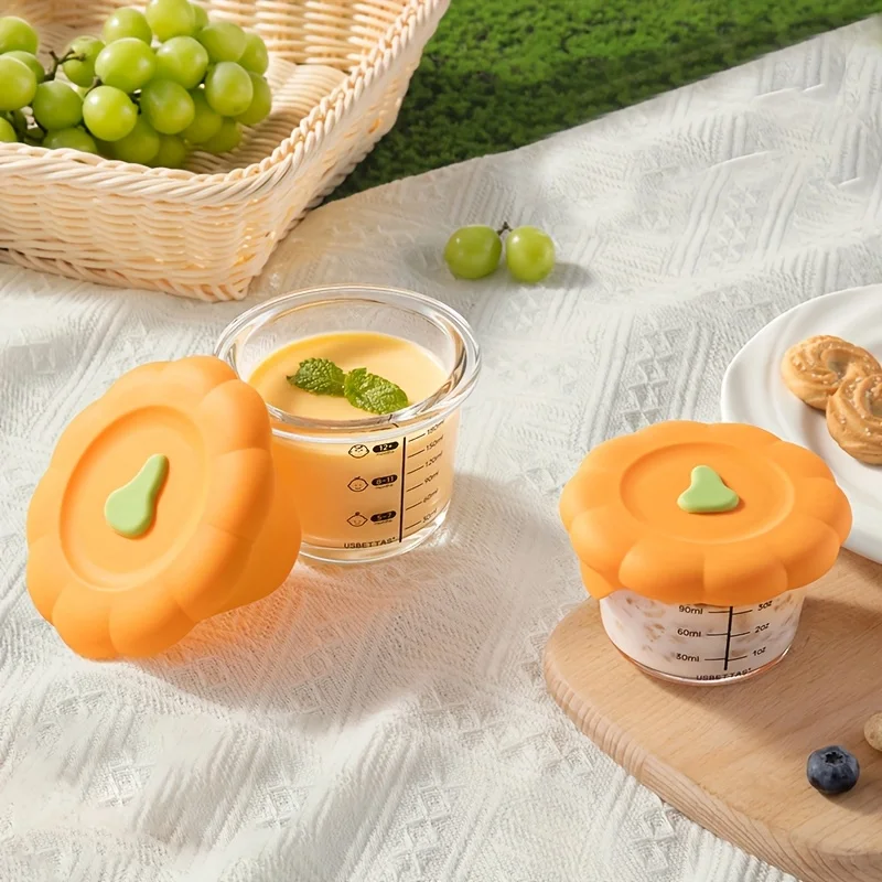120/180ml Glass Baby Food Container with Scale and Silicone Cover, Cute Storage Box, Heat-resistant - view 5