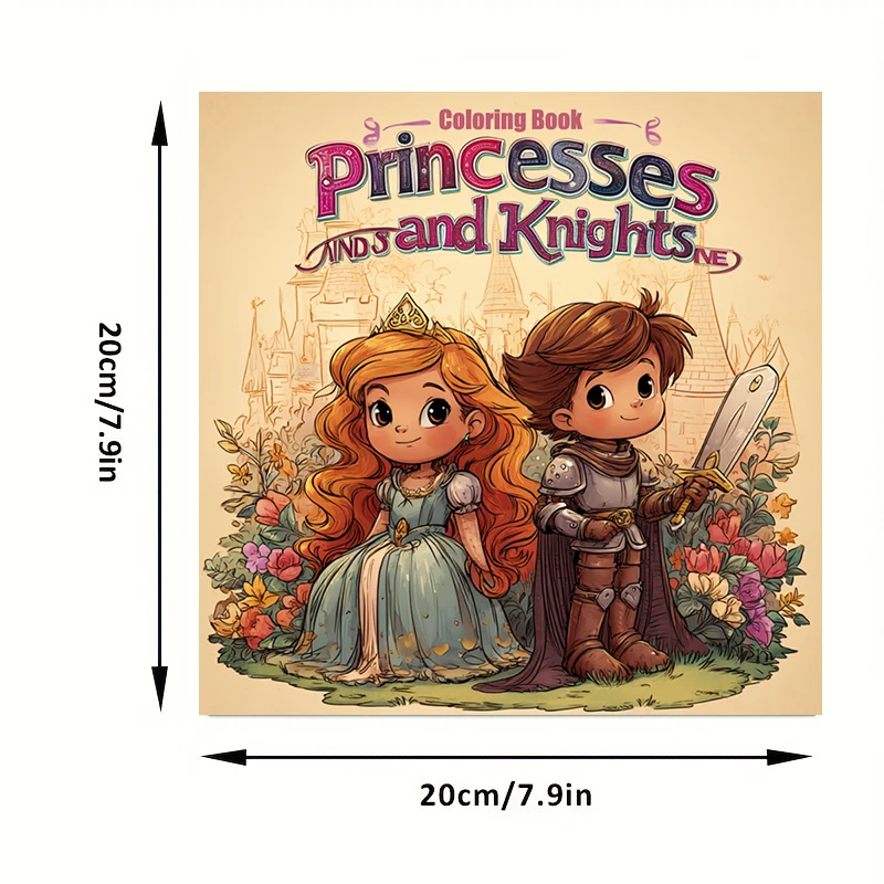 28 Pages Original Princesses and Knights Coloring Book for Adult | Colouring Book, Drawing Supplies for Christmas, Thanksgiving
