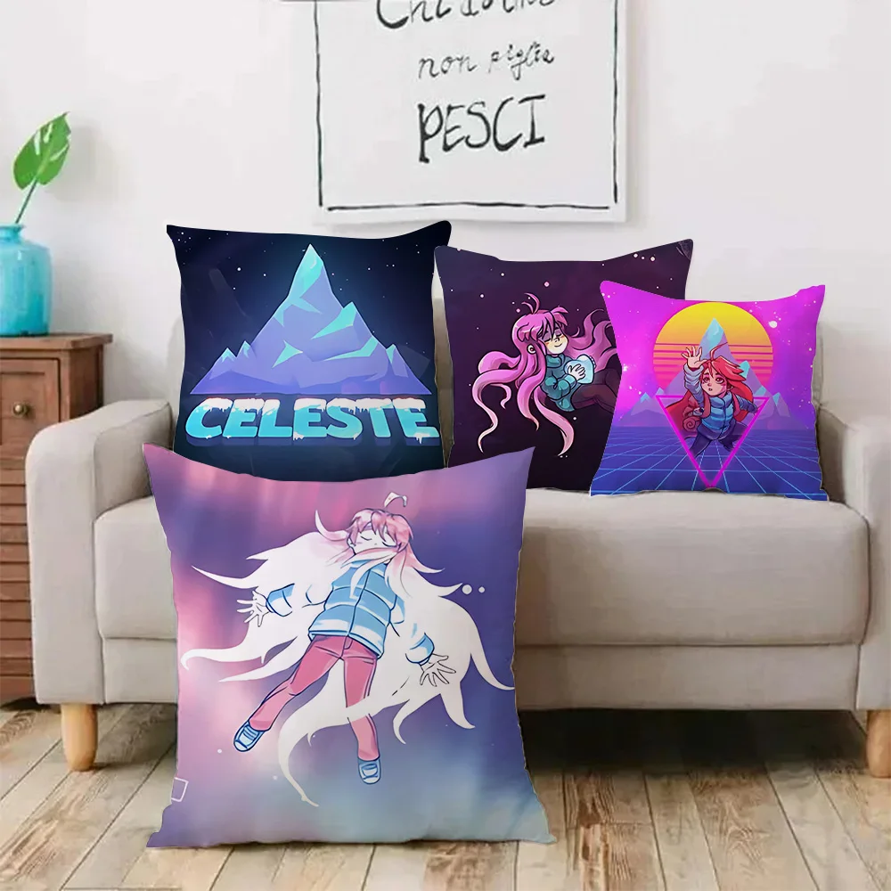 Celeste Game Movie Pillow Covers Cartoon Sofa Decorative Home Double-sided Printing Short Plush Cute Cushion Cover