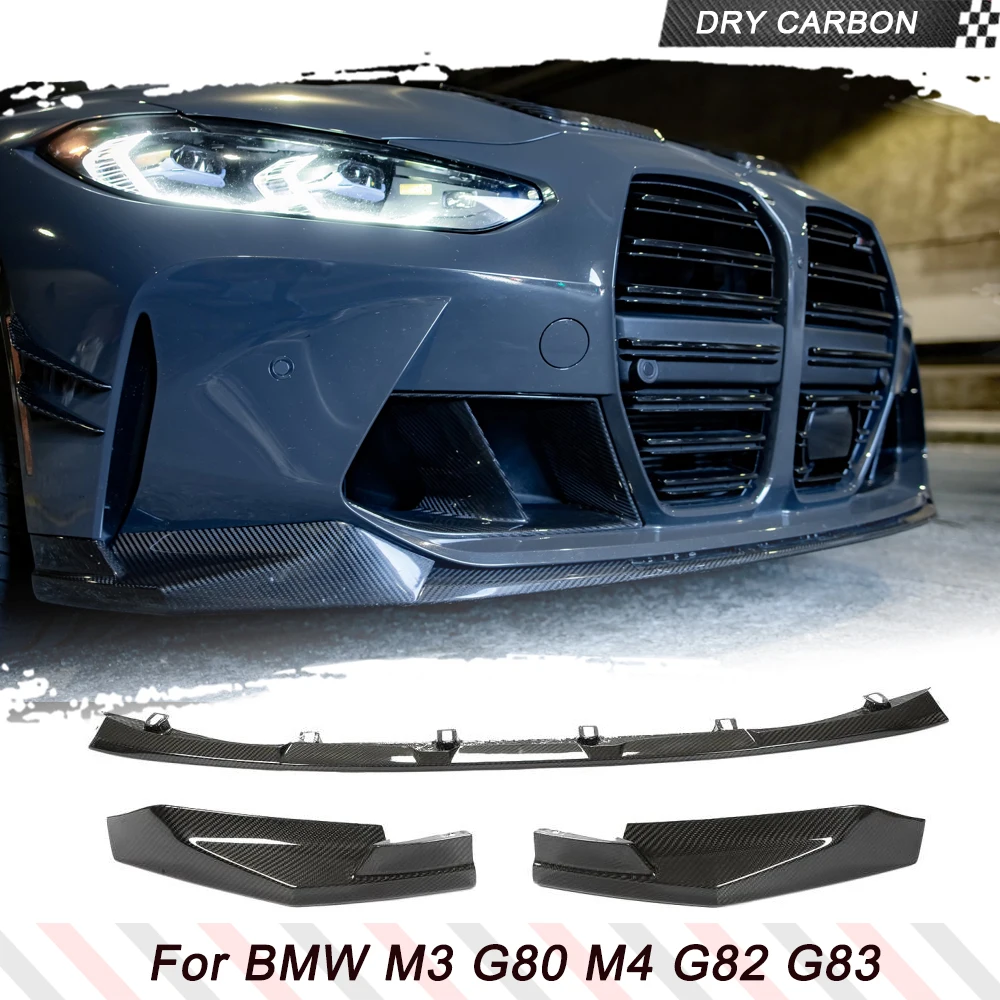 Car Front Bumper Lip Chin Spoiler for BMW 3 4 Series G80 M3 G82 G83 M4 2021 2022 Replacement Front Bumper Lip Apron Dry Carbon