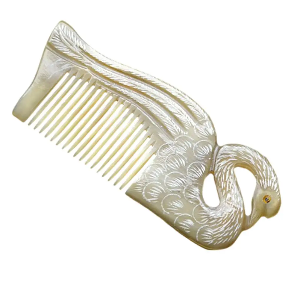 

Natural Anti-static Swan Horn Comb Durable Long Lasting Promoting Blood Circulation Preventing Hair Loss Delicate Carved Double