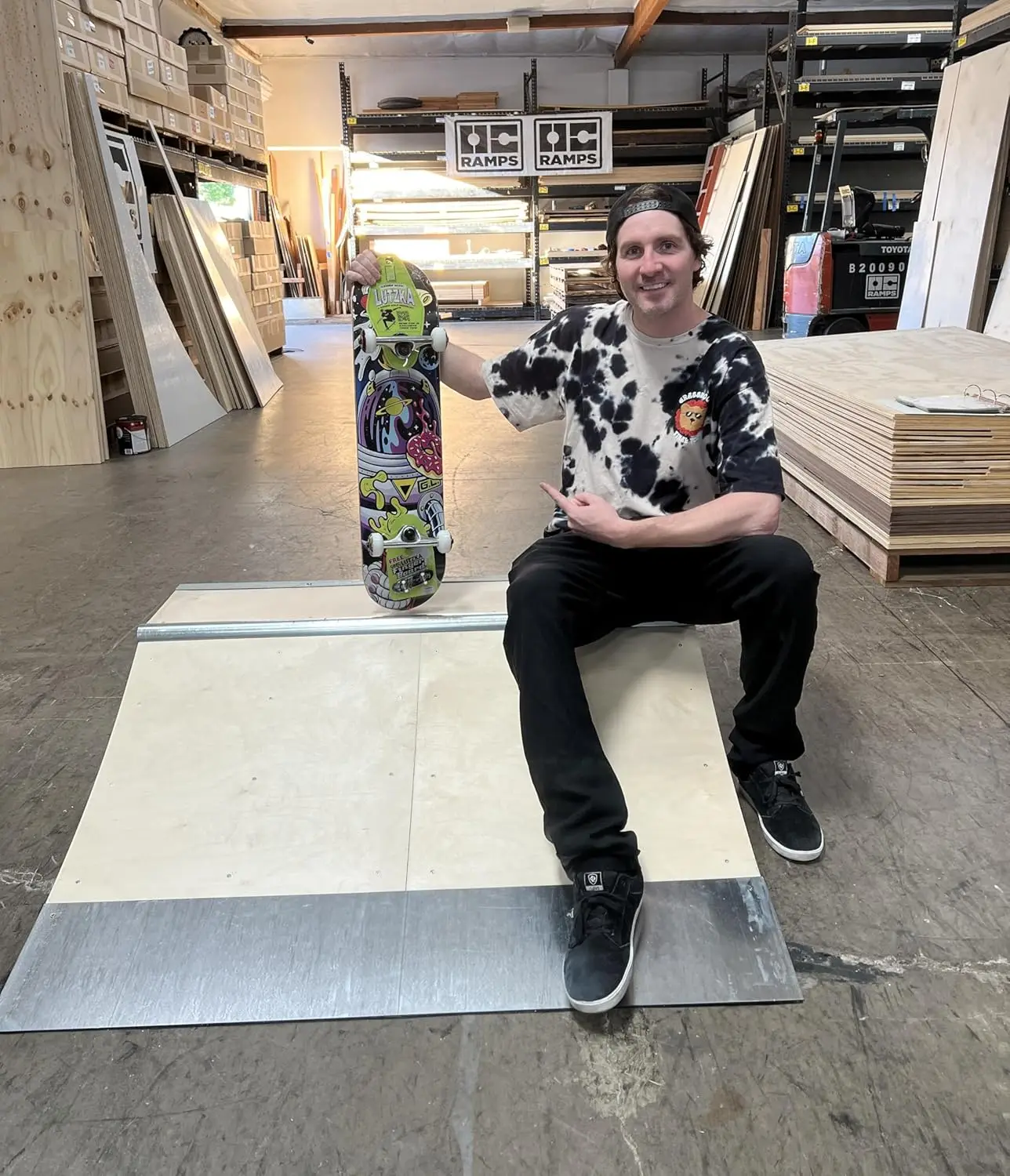 Lutzka's 3 in 1 Quarter Pipe by OC Ramps - Wood Skateboard Quarter Pipe, Ledge & Launch Ramp All in One - Ultimate Skate Session