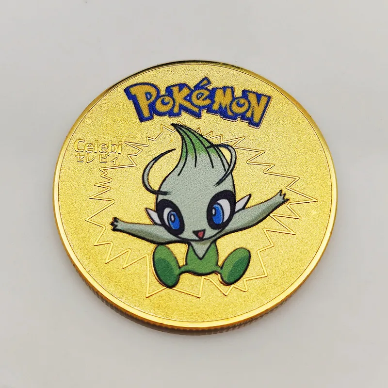 Gold Pokemon Coins Metal Mewtwo Coins Anime Commemorative Coin Charizard Pikachu Golden Pokemon Cards Round Metal Coin Toys