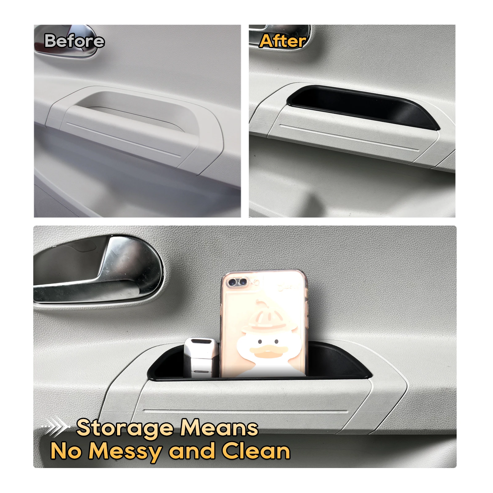 RUIYA For Up/Seat Mii/Skoda Citigo 2013-2019 Car Door Side Storage Pallets Armrest Container Box Phone Tray Accessories 2 Pcs