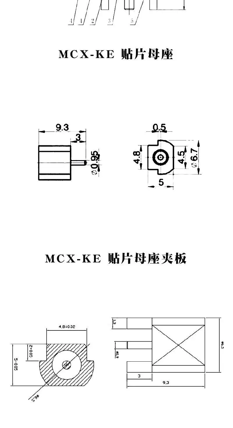 1 Stück MCX-KE Buchse zum Löten auf Leiterplatte, MCX-JE-KWE Buchsenstecker, vierpolig, rechtwinklig, MCX SMD – Detail 2