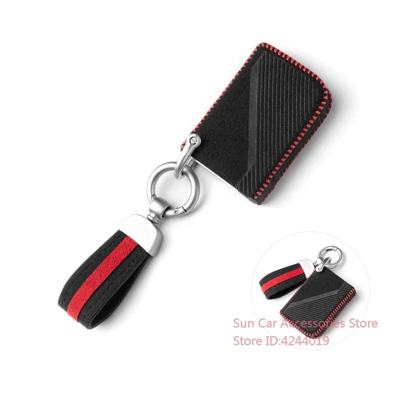 

For LYNK& CO 03 2023 High End Customization Simple Style Handmade Suede Car Remote Key Case Cover Keychain Accesorios