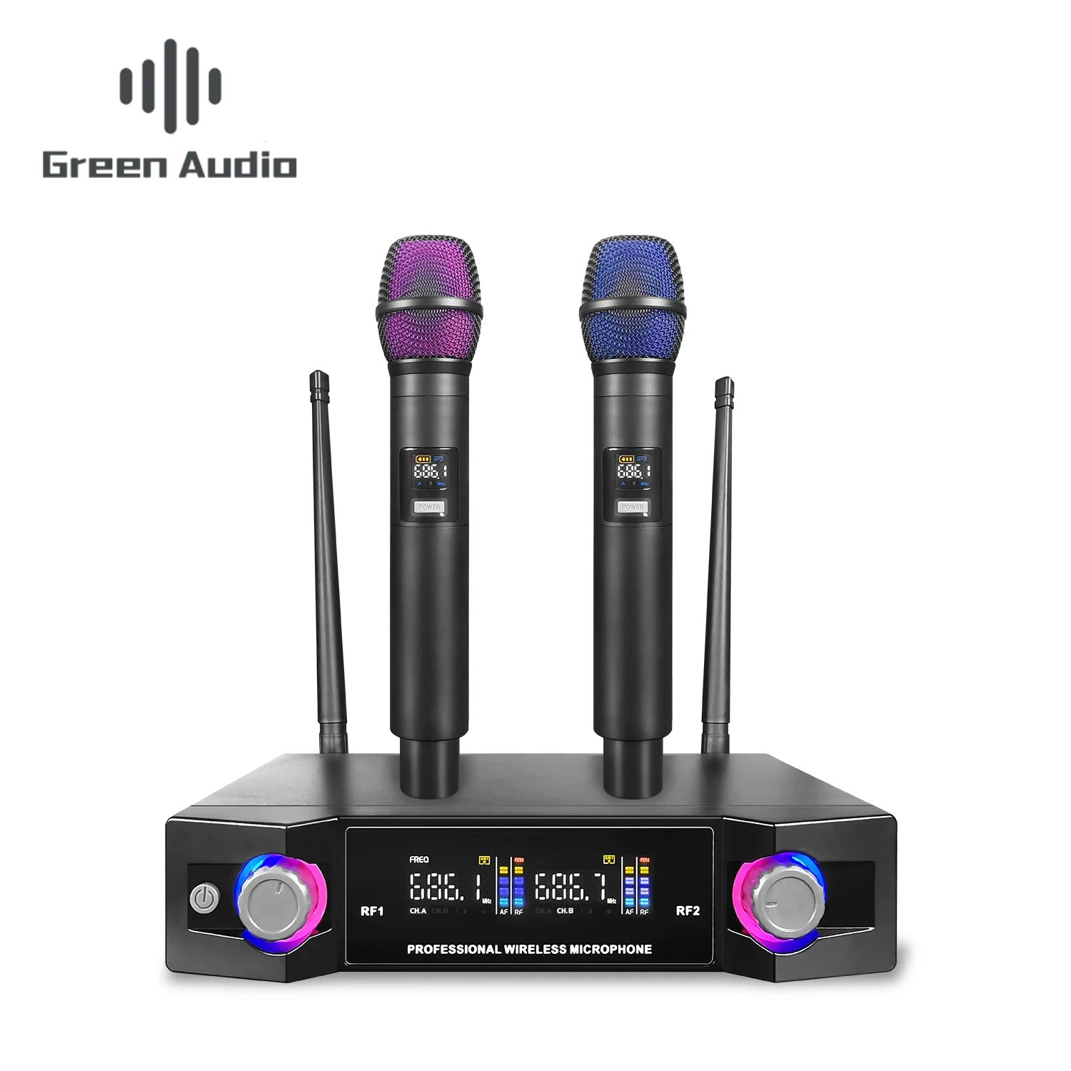 GAW-UK999 Professional Wireless Microphone One for Two Home Entertainment Home Sound Card Outdoor Audio Songs Karaoke Stage