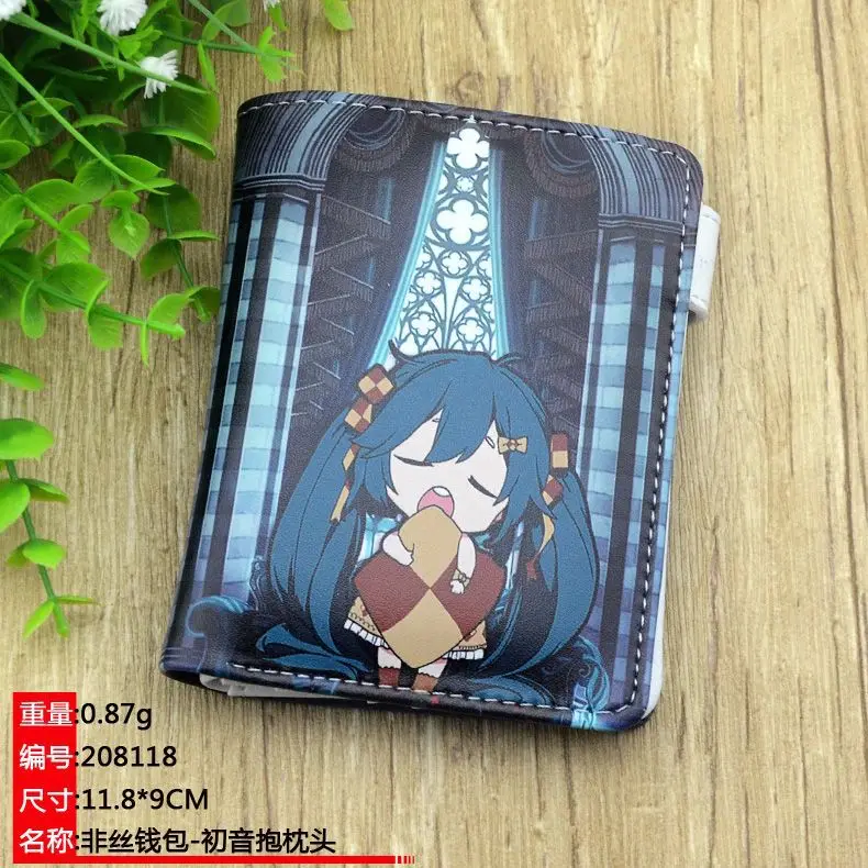 V+ Chinese Green Onion Shallot Scallion Miku Zip Snap-fastener PU Short Wallet