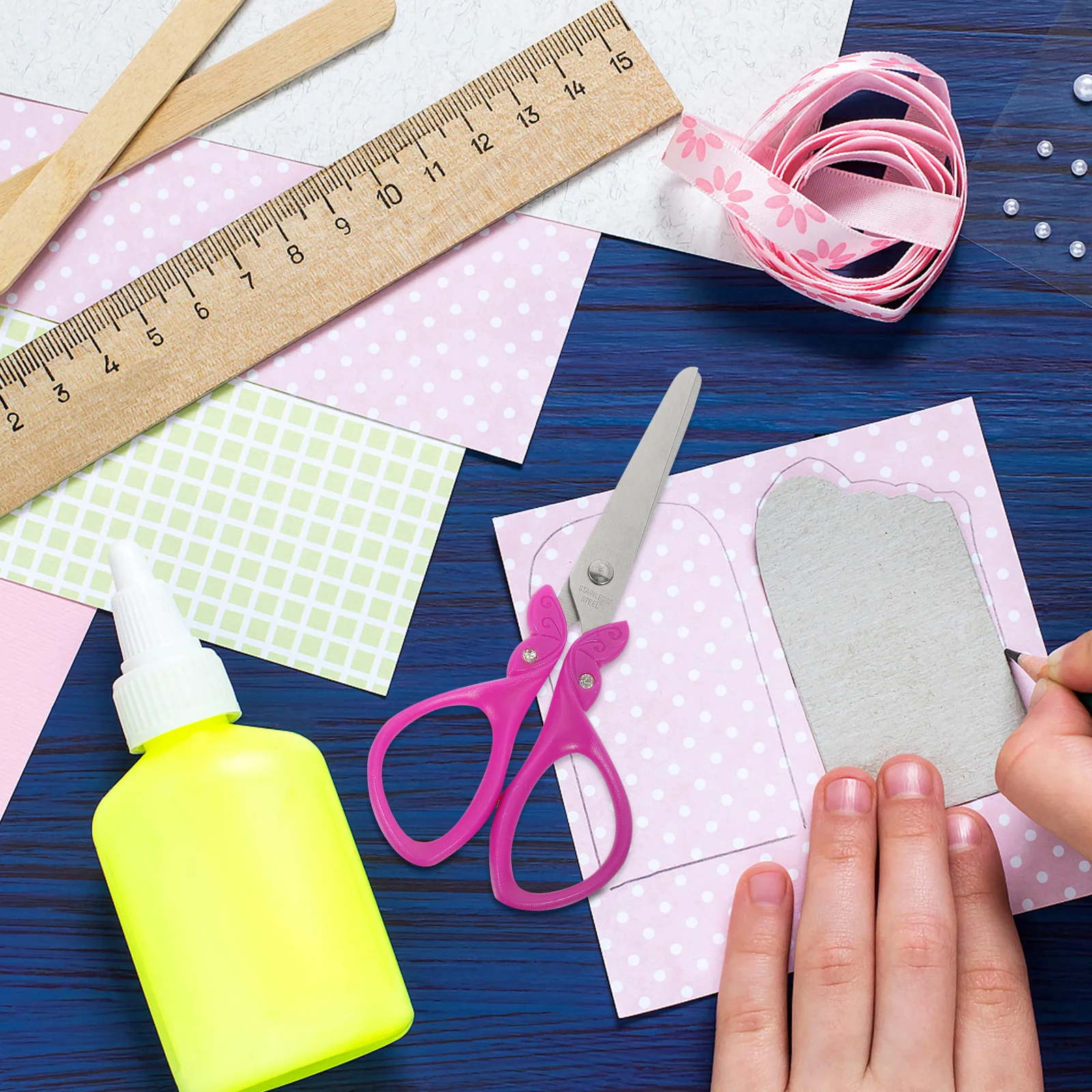 Round Tip Scissors For Smooth Blade Lightweight Safety Craft Scissors For School Students Paper Cutting Supplies Handicraft