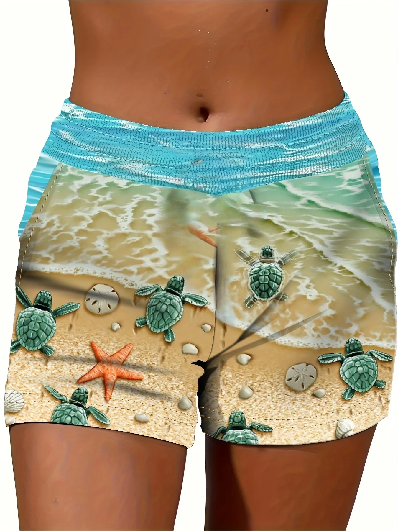 

2026 Fashion Summer Seaside Beach Texture Pattern 3D Printing Men's and Women's Leisure Swimming Breathable Shorts Large Size