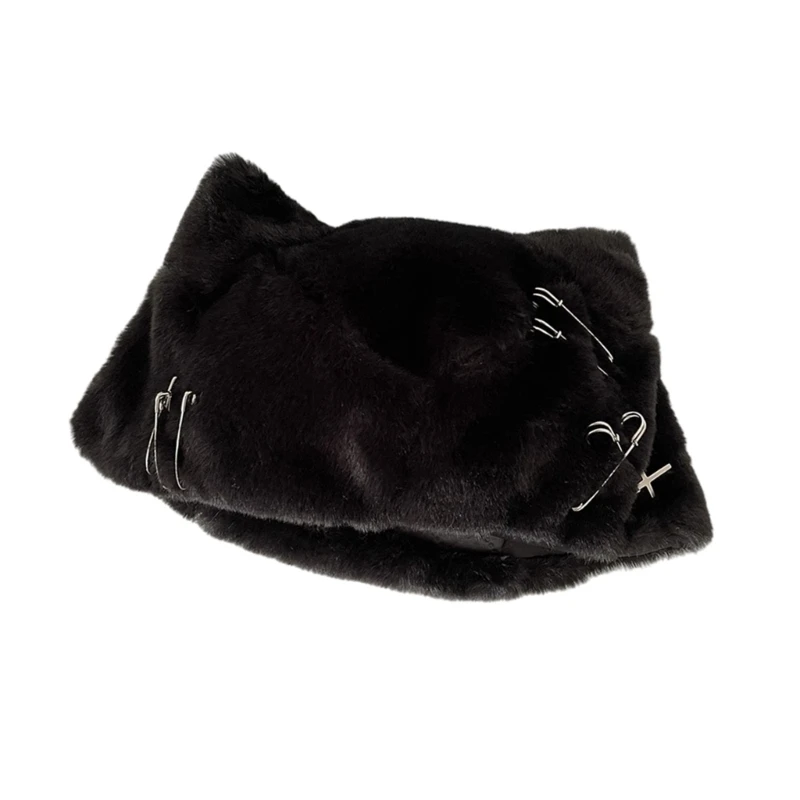 2000s Devil Ear Hat Furry Warm Plush Hat Thicken Caps for Outdoor Activity DXAA