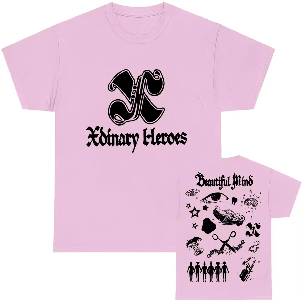 2026 Beautiful Mind Xdinary Heroes Koreaanse Jongensband Afdrukken Katoenen Top met korte mouwen voor mannen Grafische T-shirt Lente/zomer nieuw