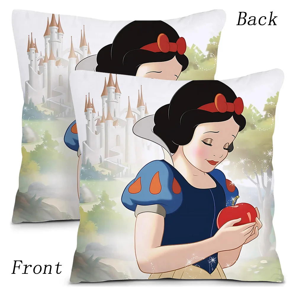 Disney Snow White Pillow Covers Cartoon Sofa Decorative Home Double-sided Printing Short Plush Cute Cushion Cover