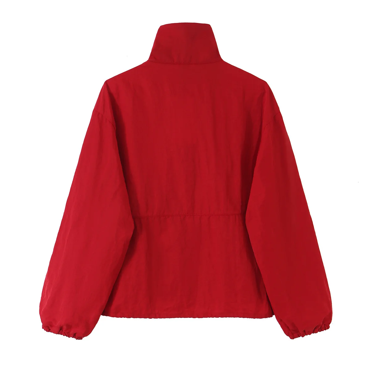 TFMLN Damen Rote Rollkragen-Reißverschlussjacken Herbst Street Casual Langarm Lose Oberbekleidung Mode Bomberjacken Oberteile Damen – Detail 3