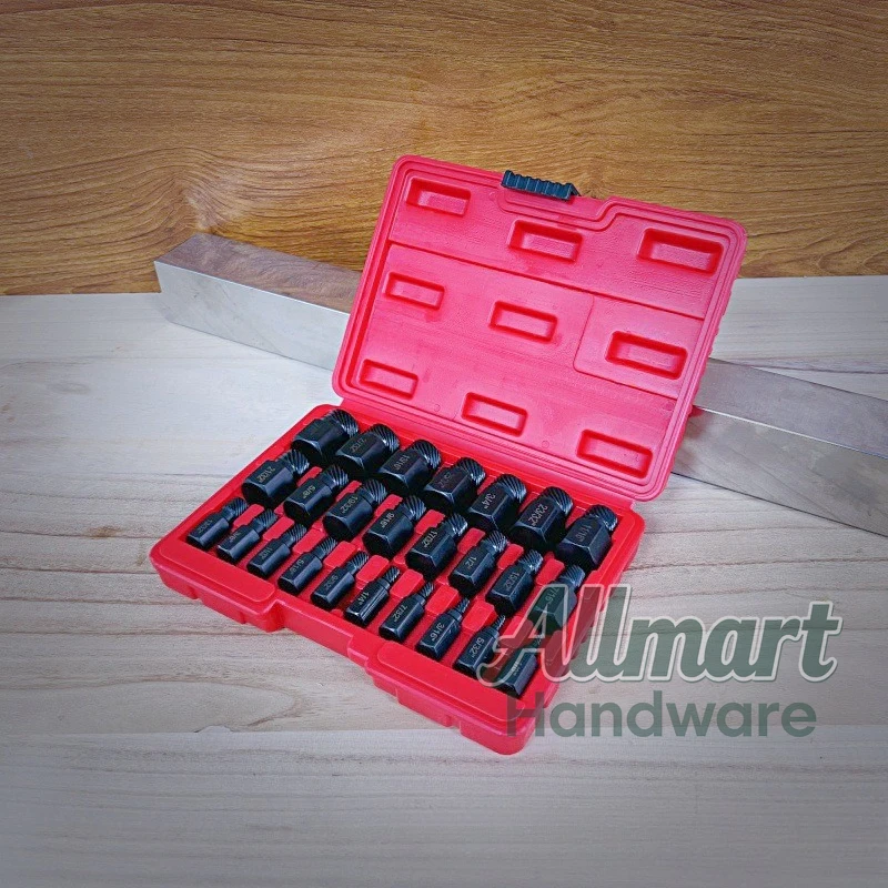 25 pieces of British broken head screw extractor with multi key sliding teeth and broken screws removal tool set