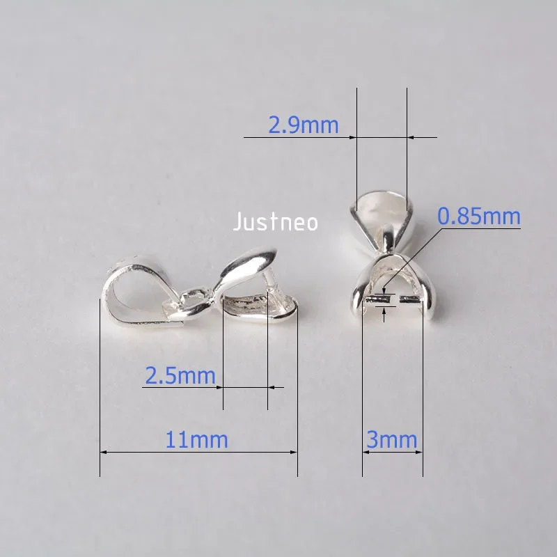 solid 925 sterling silver bail pendant clasp connector, pinch bail with ice-pick for necklace & pendant silver jewelry, S
