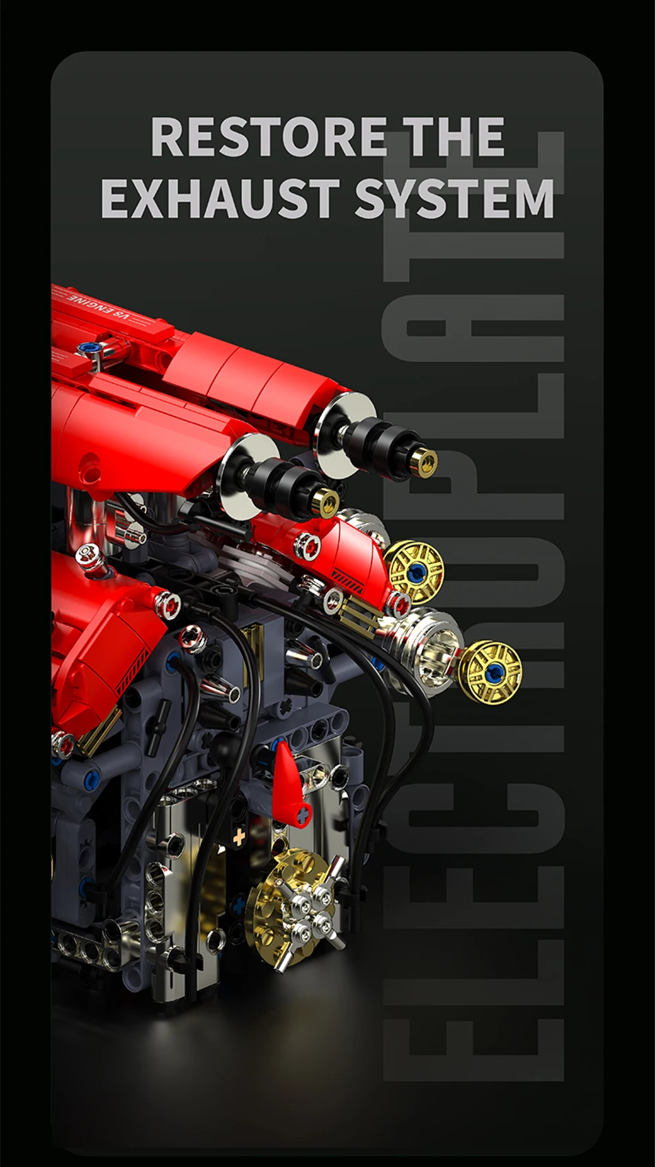 Technical V8 Electrice Driven Engine Building Blocks Simulation Supercar Engine MOC Bricks Science Education Toys Birthday Gift