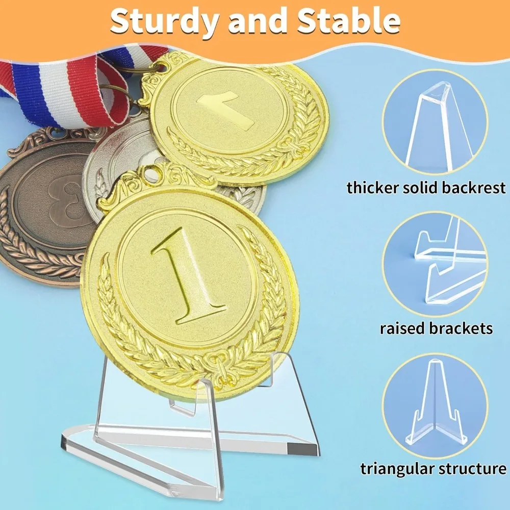 Small Acrylic Display Stand 20 Pack, Easel for Challenge Coin Graded PSA Card Sports Trading Card Baseball Card & Picture Holder