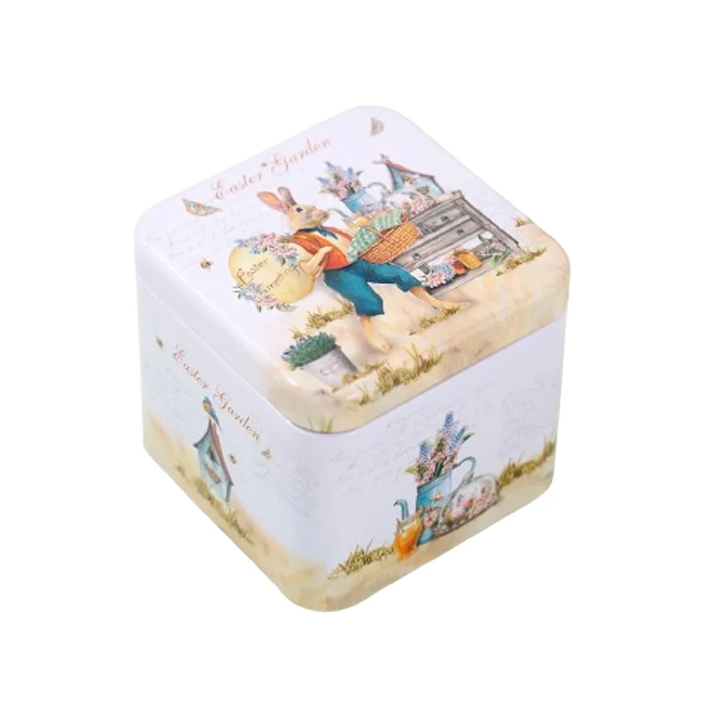 

Multi-Purpose Cartoon Easter Tinplate Box with Lids Portable Easter Gift Can Metal Vintage Storage Box Wedding
