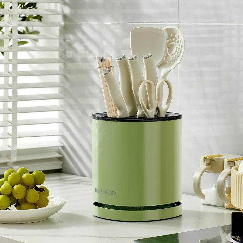 

Kitchen rotary knife holder storage rack countertop multifunctional chopstick barrel knife integrated storage box household