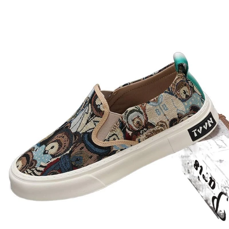 

shoes, 1980 sneakers, breathable slip-on shoes, shoes, loafers, casual printed loafers, custom-made